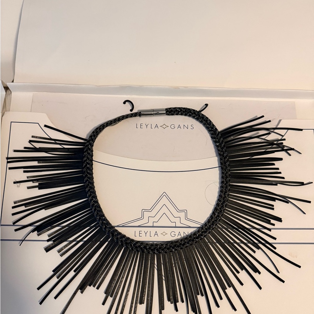 Leyla Gans Black Fringe Necklace